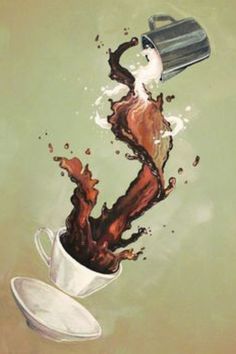 an image of a coffee cup being thrown into the water