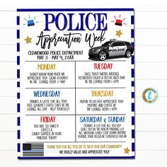 a police appreciation week poster is shown