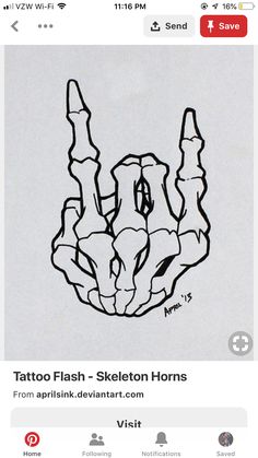 a drawing of a hand with the words tattoo flash - skeleton horns from arklink deviantan com