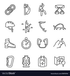 the different types of sports related items in line art style on a white background stock photo