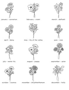 flowers are arranged in different ways to describe the names of each flower, and how they appear