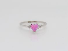 Vintage Sterling Silver Pink Opal & White Topaz Heart Ring ....Marked 925...Total of weights 1.7grams...Size 9...Measure of Face 6.8MM...It's in very good condition. B Pink Sterling Silver Opal Ring For Anniversary, Pink Opal Ring In Sterling Silver For Anniversary, Heart-shaped Sterling Silver Diamond Ring, Turtle Pendant, Opal White, Jewelry Show, Pink Opal, Topaz Ring, White Topaz