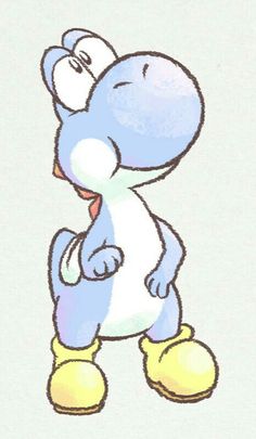 a drawing of a blue and white cartoon character