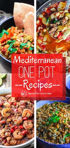 mediterraneanan one pot recipes with text overlay