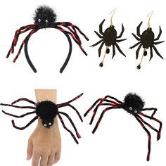 PRICES MAY VARY. Fashion Halloween Headbands :Our Halloween Headbands include a Cute set of 4 happy Halloween headbands including spider earrings, spider wristband, spider brooch & spider headband. Adjustable Size: suitable for children and adults and it's easy to put on your head. Lightweight and comfortable, the design is sturdy. Unique design and unique structure make you more attractive.(Hand Wash Only) Ideal Halloween Decoration:Great for Halloween themed parties, clothing accessories, Hall Halloween Party Hair Accessories With Ears, Black Light-up Costume Accessories For Halloween, Halloween Light-up Black Costume Accessories, Halloween Light-up Costume Accessories, Halloween Novelty Costume Accessories With Ears, Halloween Costume Accessories With Ears, Novelty Halloween Costume Ears, Light-up Costume Accessories For Halloween, Light-up Costume Accessories For Halloween Party