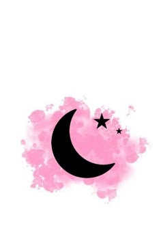 the moon and stars are painted in pink watercolor