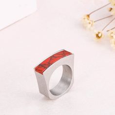 MATERIALSMetal Type: Stainless SteelPlating: 18k White, Yellow GoldSurface Width: 8mmStyle: BohemiaRing Type: Cocktail RingFine or Fashion: FashionRing Size: 3-15 US (half sizes available. Request size.) Modern Red Ring Jewelry, Modern Stainless Steel Couple Rings For Gift, Modern Red Open Ring, Modern Red Wedding Rings, Stone Rings For Women, Diamond Carat Size, Cvd Diamond, Finger Rings, Solid Gold Jewelry