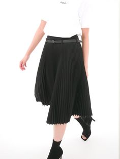 Composition : POLYESTER 81 RAYON 17 POLYURETHANE 2 / COTTON 69 NYLON 22 POLYURETHANE 9Color : BLACK_S,BLACK_MCountry of Origin : KOREA Asymmetrical Pleated Black Skirt, Black Pleated Bottoms For Fall, Black Asymmetrical Pleated Skirt, Fall Black Pleated Bottoms, Black Pleated Knee-length Bottoms, Black Asymmetrical Pleated Skirt For Spring, Black Pleated Asymmetrical Skirt, Black Knee-length Relaxed Pleated Skirt, Black Pleated Skirt With Relaxed Fit For Fall