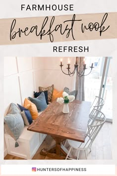 the farmhouse breakfast nook refresh with text overlay