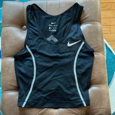 Nike X Barry’s Bootcamp Collaboration Mesh Cropped Tank. Lightweight And Breathable Crop Tank With Chevron Detail On Center Back And White Stitching Detail On Front And Back Of Top. Great For Workouts Or Wearing Around Town! Nike Tops, Crop Tank, Black Nikes, Nike Women, Stitching, Womens Tops, Mesh, Crop Tops, Nike