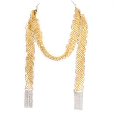 This extra long Italian Made Mesh Scarf necklace is crafted in solid 18k yellow gold  with 18k white gold borders. This wrap around bead necklace is 41 inches long and 20 mm widewith 18k white gold tassel at the end.Weight : 107.2 GramsIn stock in excellent condition. Wrap Around Scarf, Mirror Beads, Mesh Scarf, Long Mirror, Gold Scarf, Scarf Necklace, 18k Gold Necklace, Diamond Weave, Yellow Gold Wedding Band