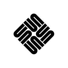 an abstract black and white logo with the word susu in it's center