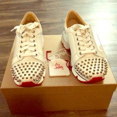 Reposhing This Item I Purchased From @Ggauthie42. Loved It, But Ready To Rotate For Something New. Questions? Leave A Comment Below! Shoes White, Louboutin Shoes, Christian Louboutin Shoes, White Sneakers, Womens Shoes Sneakers, Something New, Christian Louboutin, Shoes Sneakers, Women Shoes