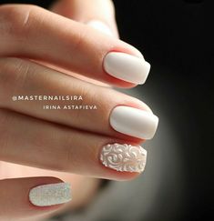 Diy Wedding Nails, Simple Wedding Nails, Wedding Day Nails, Bridal Nails Designs, Wedding Nail Art Design, Bridal Nail Art, Her Nails, Wedding Nails For Bride, Wedding Nails Design