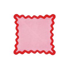 a pink and red pillow with scalloped edges on a white background for decoration