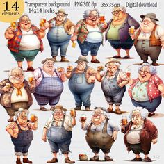 Hands Cartoon, Drink Clipart, Fat Man, Joy Of Life, Grandma And Grandpa, Old People, Caricatures, A Drink, Refreshing Drinks