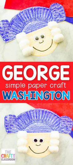 two paper plates with the words george and washington painted on them, one is made out of