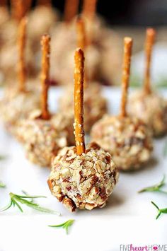 carrots and oatmeal balls on a plate with sticks sticking out of them