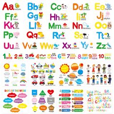 an image of children's alphabets with different letters and numbers for each letter