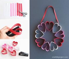 heart shaped paper cutters are being used to make valentine's day decorations