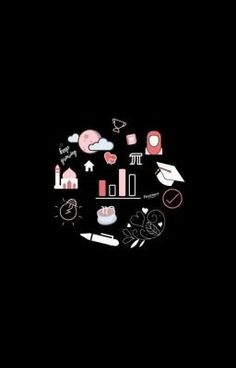 a black background with various items in the shape of a circle