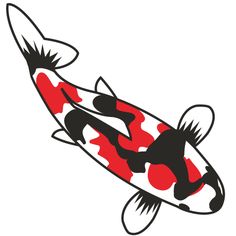 a koi fish with red and black spots on it's body