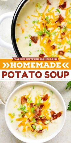 Discover the secret to cozy evenings with our Homemade Potato Soup Recipe! Inspired by Panera Bread's recipe, this fall soup recipe is topped with sour cream, cheddar cheese, and bacon. Dive into deliciousness and enjoy the ultimate comfort food idea! Easy Baked Potato Soup, Baked Potato Soup Easy, Soup Curry, Chicken Potato Soup, Homemade Potato Soup, Easy Baked Potato, Cream Of Potato Soup, Potato Soup Easy