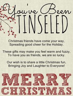 a christmas card with the words you've been tinseled