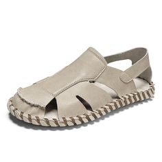 Color: Other,Black,Brown Closure Type: Slip-On Feature: Lightweight,Soft,Slip Resistant Size: US 8,US 9,US 10,US 7.5,US 8.5,US 6.5 Shoes Type: Beach Sandals Toe Type: Closed Toe Upper Material: Denim Outsole Material: Rubber Beige Leather Beach Sandals, Beige Leather Sandals For The Beach, Casual Khaki Sandals For Summer, Casual Khaki Sandals For The Beach, Beige Open Toe Sandals For Outdoor, Casual Beige Slip-on Sandals, Khaki Casual Sandals For Spring, Comfortable Beige Leather Sandals, Comfortable Beige Slip-on Sandals