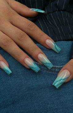 Not Basic Nails, Summer Nails 2024 Blue, Summernails Summer Nail Ideas 2024, French Blue Nails, Orange Pink Nails, Carcase Iphone, French Summer, Summery Nails, Acrylic Nails Coffin Short