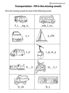 transportation fill in the missing words for each of the following words, and then print out