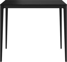 a black table with two legs and a square top on an isolated white background,