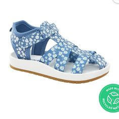 Nwt Cater's Girls Toddler Sunflower Sandles Size 11 Blue Color Style Frisby Adjustable Light Blue Sandals For Spring, Playful Blue Adjustable Sandals, Playful Adjustable Blue Sandals, Playful Blue Sandals For Spring, Toddler Sandals Girl, Shoe Size Chart Kids, Nice Sandals, Carter Kids, Fisherman Sandals