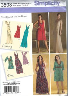 a woman's dress and top sewing pattern with instructions for the front, back and sides