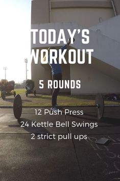 a man is doing squats on the ground in front of a building with text that reads, today's workout 5 rounds