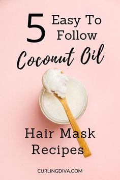 Coconut oil is a great choice if your hair is dull and damaged and needs some deep conditioning. Read on to find 5 DIY Coconut Oil hair mask recipes to try! Hair Mask With Coconut Oil, Coconut Oil Hair Mask Diy, Hair Mask For Dandruff, Oil For Curly Hair, Hair Ingredients, Homemade Coconut Oil, Oil Hair Mask, Hair Mask Recipe