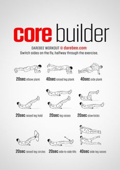 the core builder workout poster shows how to do an exercise with one hand and two hands