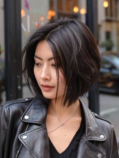 Asian Bob Haircut With Bangs, Edgy Asian Hair, Asian Bob Haircut, Short Straight Bob Hairstyles, Bob Style Haircuts, Bob Haircut For Round Face, Stacked Bob, Blonde Bob Hairstyles, Stacked Bob Haircut