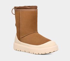 Classic Short Weather Hybrid Casual Insulated Shearling Boots, Casual Outdoor Shearling Boots, Casual Insulated Suede Waterproof Boots, Winter Outdoor Waterproof Boots With Branded Insole, Ugg Tasman, Cold Weather Fashion, Classic Boots, Elastic Laces, Soft Suede