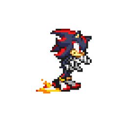 an image of a pixel art style sonic the hedge character with fire coming out of his mouth