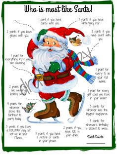 a santa clause christmas card with the words, who is most like santa?