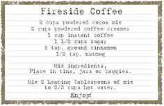 the recipe for fireside coffee