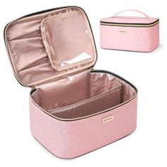 (Nwt) Bafamye Travel Cosmetic Bag - Pink * Quilted Heavy Fabric * 1 Zippered Compartment With Inside Compartments * Lid "Hinges" When Open * Top Carry Handle * 9.5 X 6.5 X 5. * 100% Quilted Polyester *Nwt - Never Used, No Stains Or Flaws, In Original Packaging *All Measurements Are Approximate *Smoke/Pet Free Large Capacity Pink Pouch Cosmetic Bag, Large Capacity Pink Cosmetic Bag Pouch, Pink Portable Cosmetic Bag, Trendy Pink Cosmetic Bag For Storage, Pink Cosmetic Bag With Zipper For Storage, Elegant Pink Cosmetic Bag For Daily Use, Bday List, Travel Cosmetic Bags, Marching Band