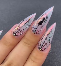 Stiletto Nails Designs, Halloween Nail Art, Fabulous Nails, Pretty Acrylic Nails