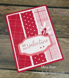 a valentine's day card with red and pink paper on it, featuring the words be my valentine