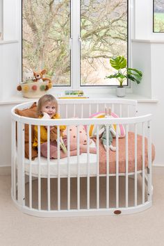 Transform your nursery into an oasis of calm with our innovative new oval cot. Pushing the boundaries of traditional cot design, the Oasis Oval Cot is expertly crafted from sustainable solid wood into a beautifully soft rounded shape.  Lasting you well beyond the newborn stage, the Oasis Oval Cot can also be transformed into a toddler bed and finally a cosy sofa. Muted Rainbow Nursery, Bed To Sofa, Cot Design, Newborn Stage