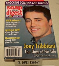 the cover of soap digest magazine with an image of joey tribbiani