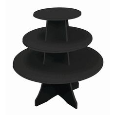 three tiered cake stand in black on an isolated white background with clippings