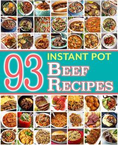 the cover of instant pot's beef recipes, including meats and other foods