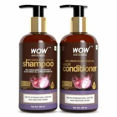 This shampoo & conditioner helps to revive your tired scalp and hair. Use this shampoo to help improve hair texture and strengthen the strands Red onion extract, black seed oil aid in rejuvenating tired scalp and weak hair.  Contains no parabens, sulphates, cooler or silicones and helps to deliver maximum benefit. Get strong and lustrous hair with wow skin science red onion black seed oil shampoo & conditioner. The shampoo & conditioner works on your hair to cleanse away build-up and improve quality of strands. It helps to give strong, lustrous hair and keep it healthy. It aids in moisturizing the scalp and helps nourish the roots. This red onion extract and black seed oil infused shampoo & conditioner improves circulation to the scalp and roots. International Buyer's Responsibility:-  Buy Wow Hair, Wow Skin Science, Onion Oil, Hair Care Kit, Hair Care Kits, Onion For Hair, Conditioner Hair, Strengthen Hair Follicles, Weak Hair